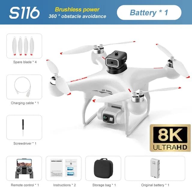 S116 8K Drone - Brushless Motor, Obstacle Avoidance, Dual Cam, 50x Zoom Quadcopter image 6