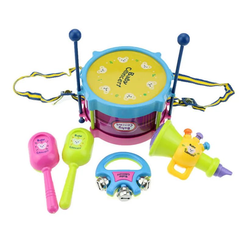 Kids' 5-Piece Drum & Trumpet Band Set - Educational Toy image 2