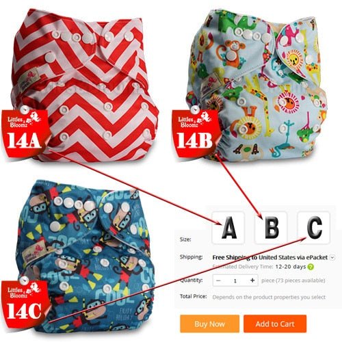 Baby Washable Reusable Cloth Pocket Nappy Diaper - 14, A image