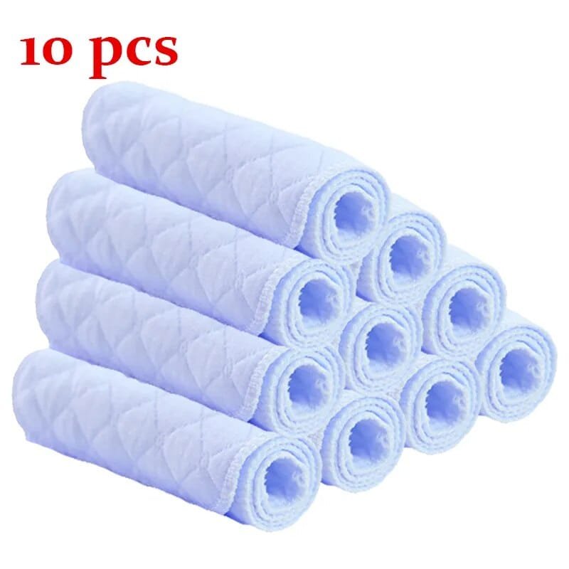 Reusable 3-Layer Microfiber Baby Cloth Diaper Liner - 10pcs-blue image
