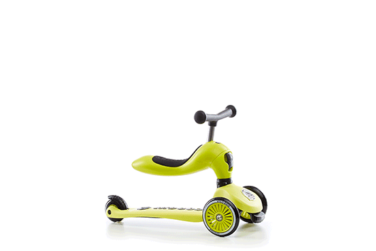 2-in-1 Kids 3 Wheel Height Adjustable Scooter Ride On Toys from 1-5 Years and Up. Green color.