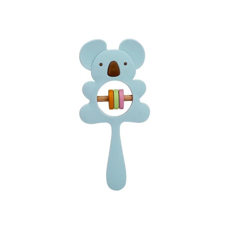 1PC Koala & Elephant Silicone Teether Handbell Rattles - koala blue image