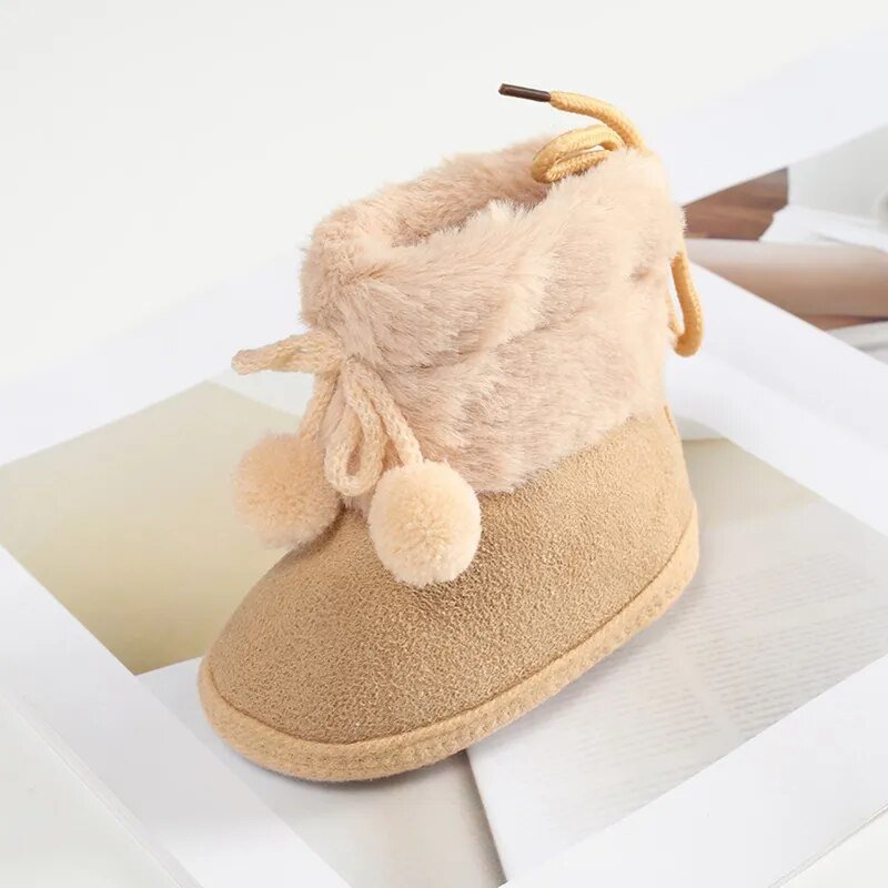 Baywell Furry Winter Snow Boots - Soft Sole for Baby Girls 0-18M image 2