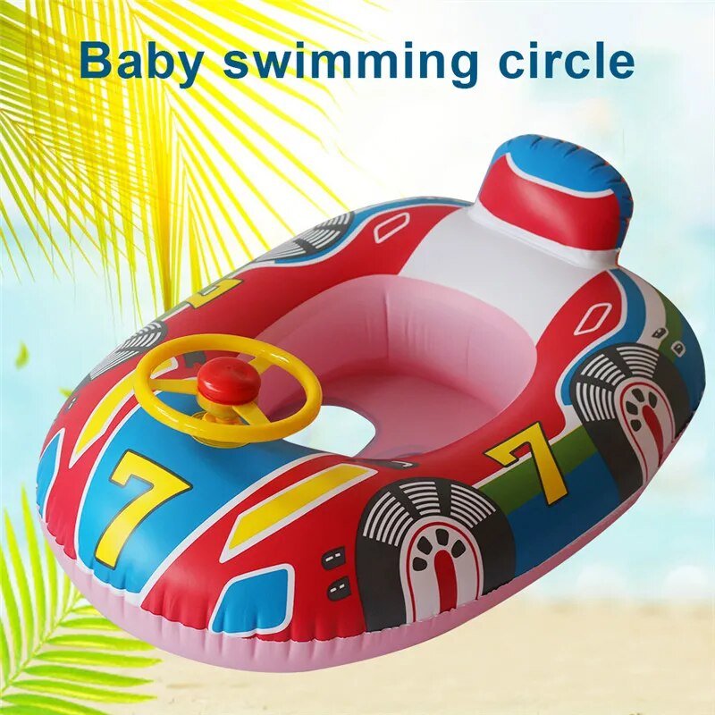 Inflatable Baby Swim Ring with Sun Shade: Toddler Pool Toy for Outdoor Fun - YTYYQ PINK B image