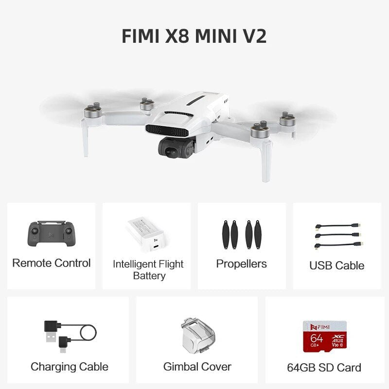 FIMI X8 MINI V2 4K Camera Drone - Lightweight, 250g, 2023 Model - X8M V2 Pro 64gb image