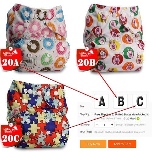 Baby Washable Reusable Cloth Pocket Nappy Diaper - 20, B image