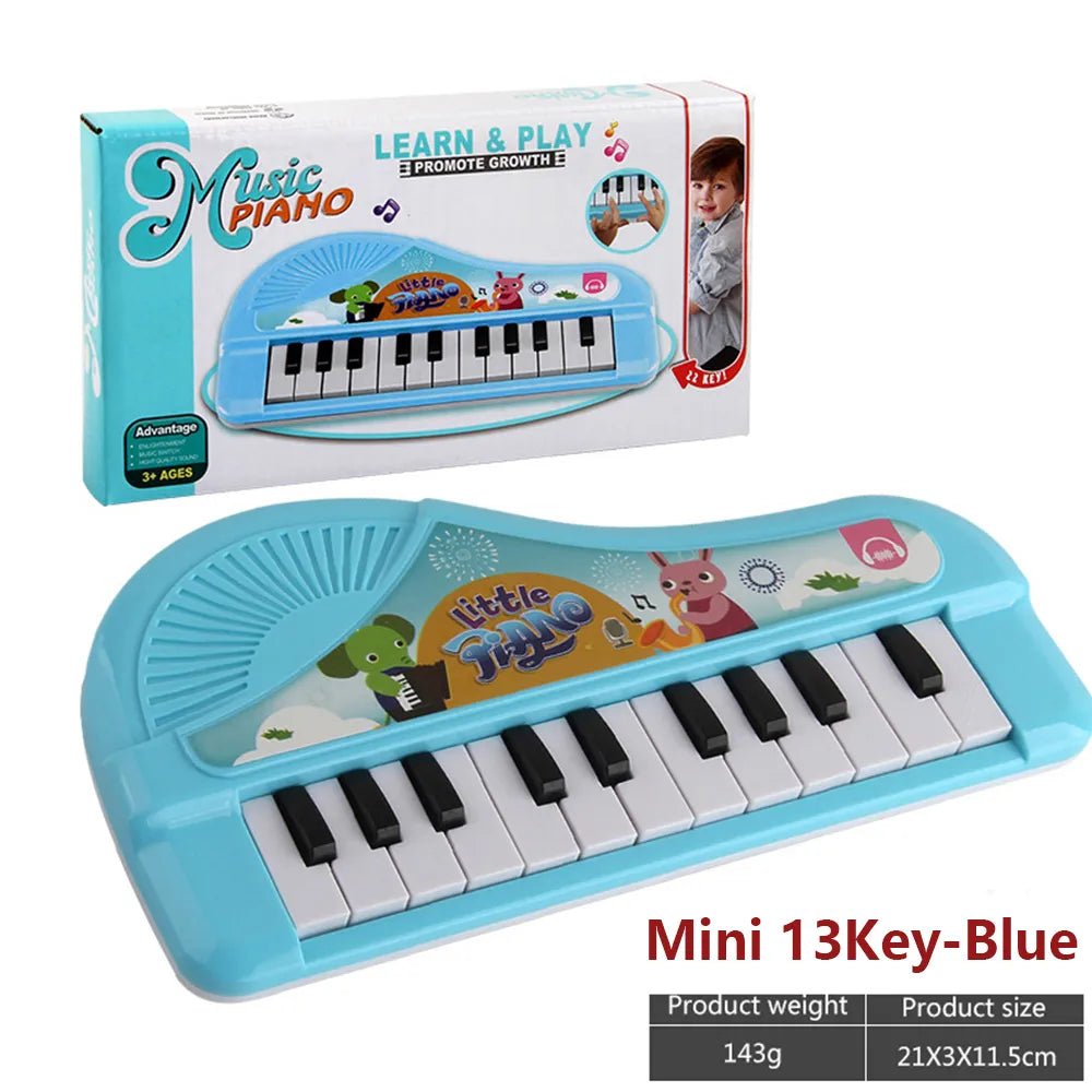 37-Key Kids' Electronic Keyboard Piano with Microphone - Mini 13key-Blue image