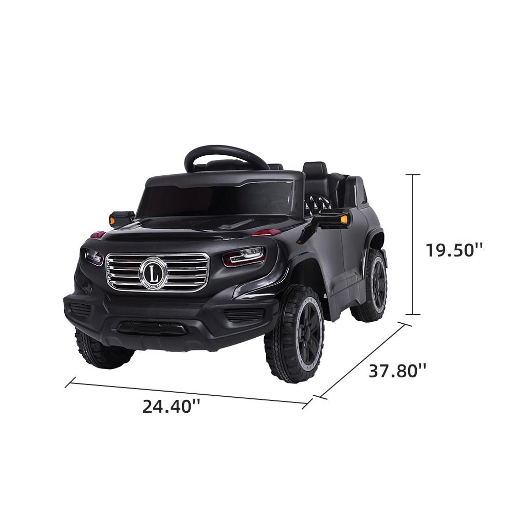 Car Toy Electric Vehicle with Remote Control, Horn, Radio, USB Port, AUX, Spring Suspension, Opening Door, LED Light - LZ-910 black image