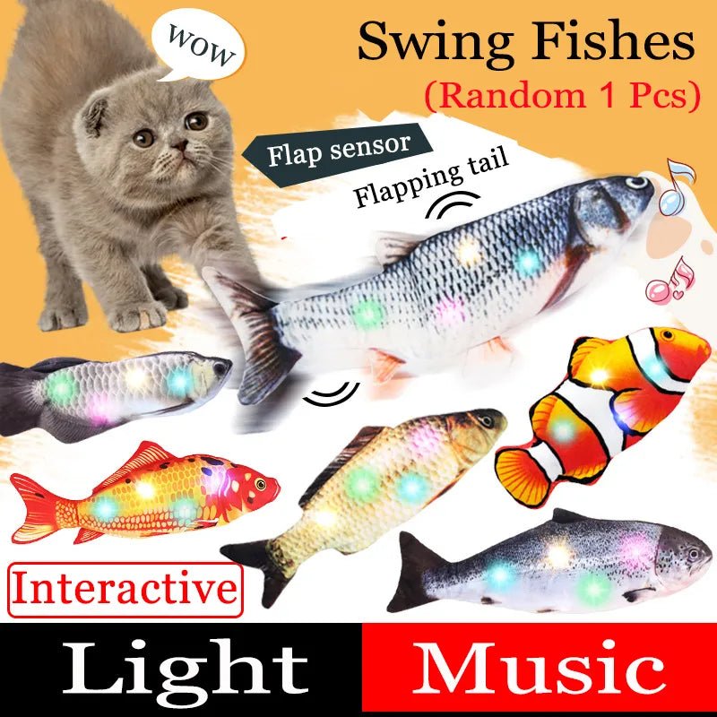 Flapping Duck Cat Toy, Electric, Catnip-Infused, Interactive Plush - Random 1 Jump Fish image