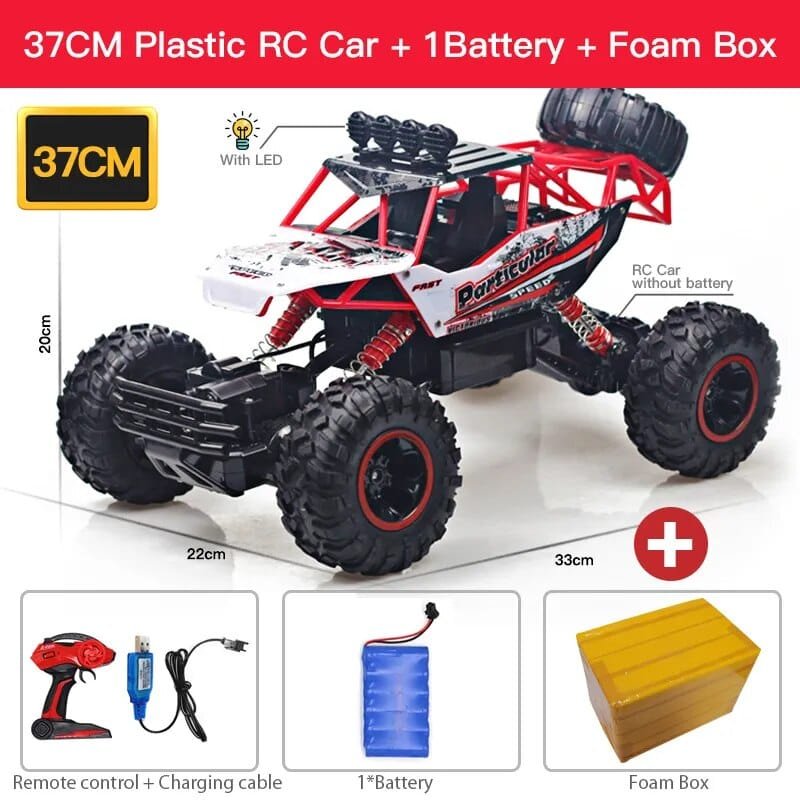 1:12 4WD RC Car with LED, 2.4G Buggy Off-Road Truck for Kids - 37CM Red 1Batty image