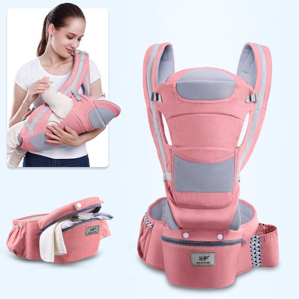 0-48 Month Ergonomic Baby Carrier Infant Baby Hipseat Carrier 3 In 1 Front Facing Ergonomic - Cherry Pink flower image