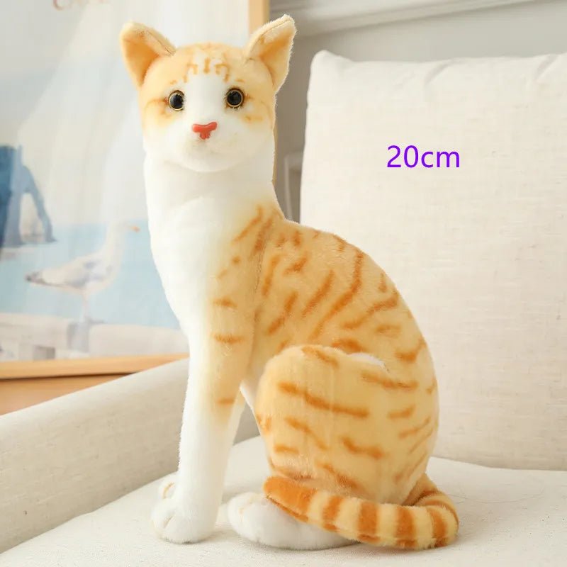 Plush toy cat with a size label '20cm' on a light background