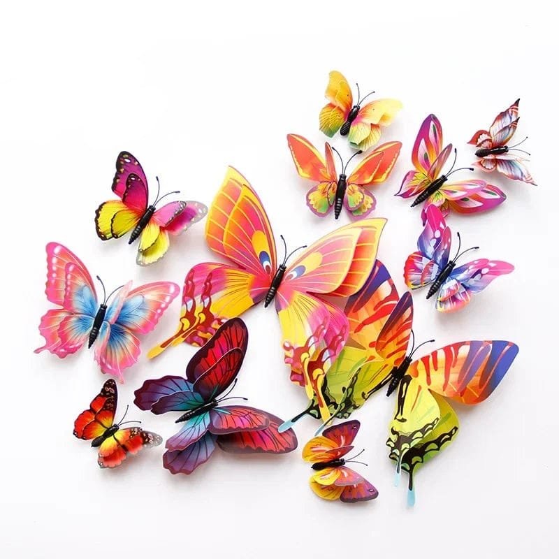 12pc 3D Double Layer Butterflies - DIY Magnet Wall Art - Rainbow - Magnet image