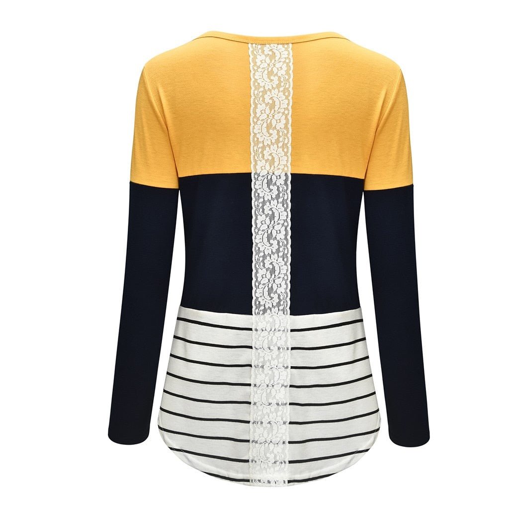 Long sleeve Striped Print t-shirt Maternity breastfeeding tops image 3