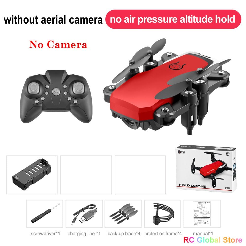 LF606 Mini RC Drone 4K HD with Camera Remote Control Helicopter - Red No camera 1B image