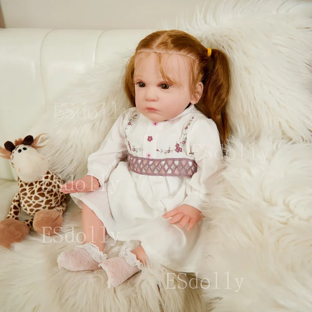 23" Mattia Reborn Doll - Handmade, Silicone, Rooted Hair image 2