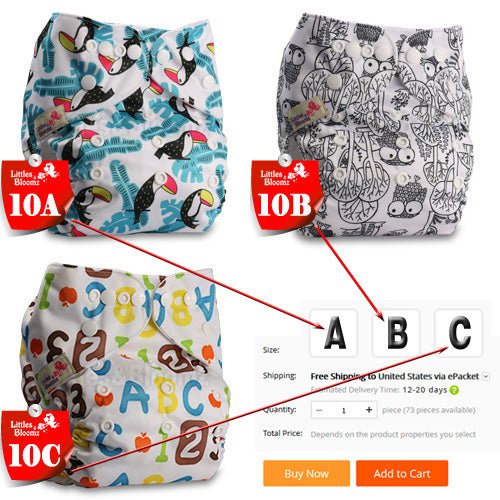 Baby Washable Reusable Cloth Pocket Nappy Diaper - 10, C image