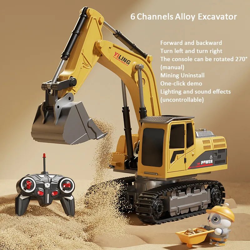 Toy excavator with remote control