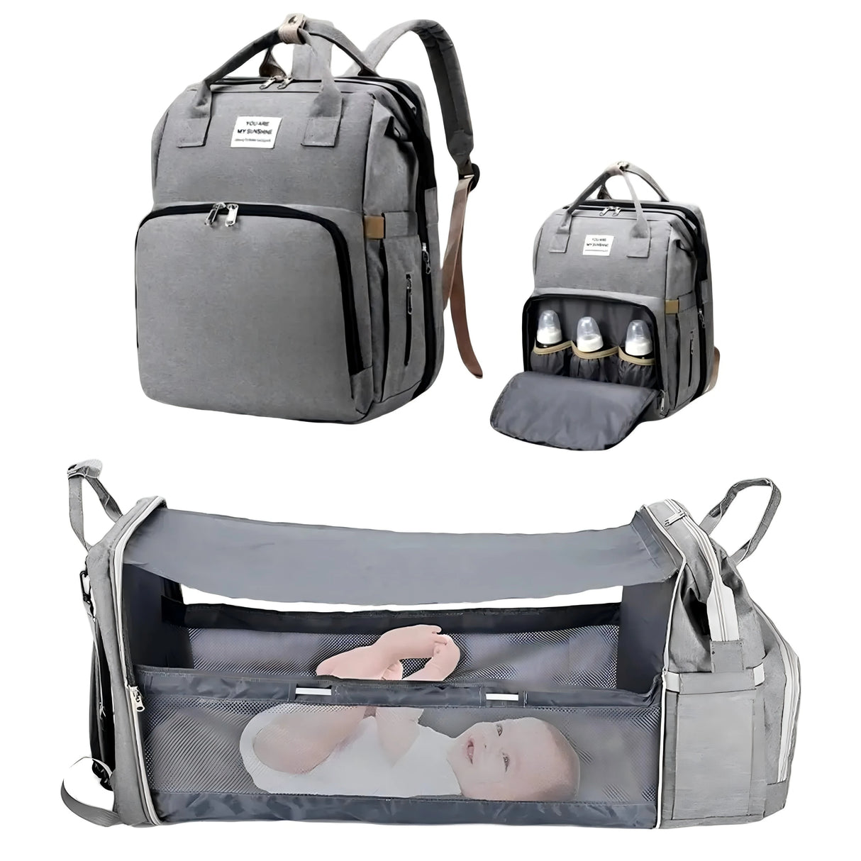Gray multi-functional backpack