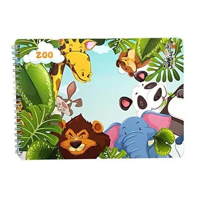 Book cover with cartoon animals and 'Zoo' text on a white background