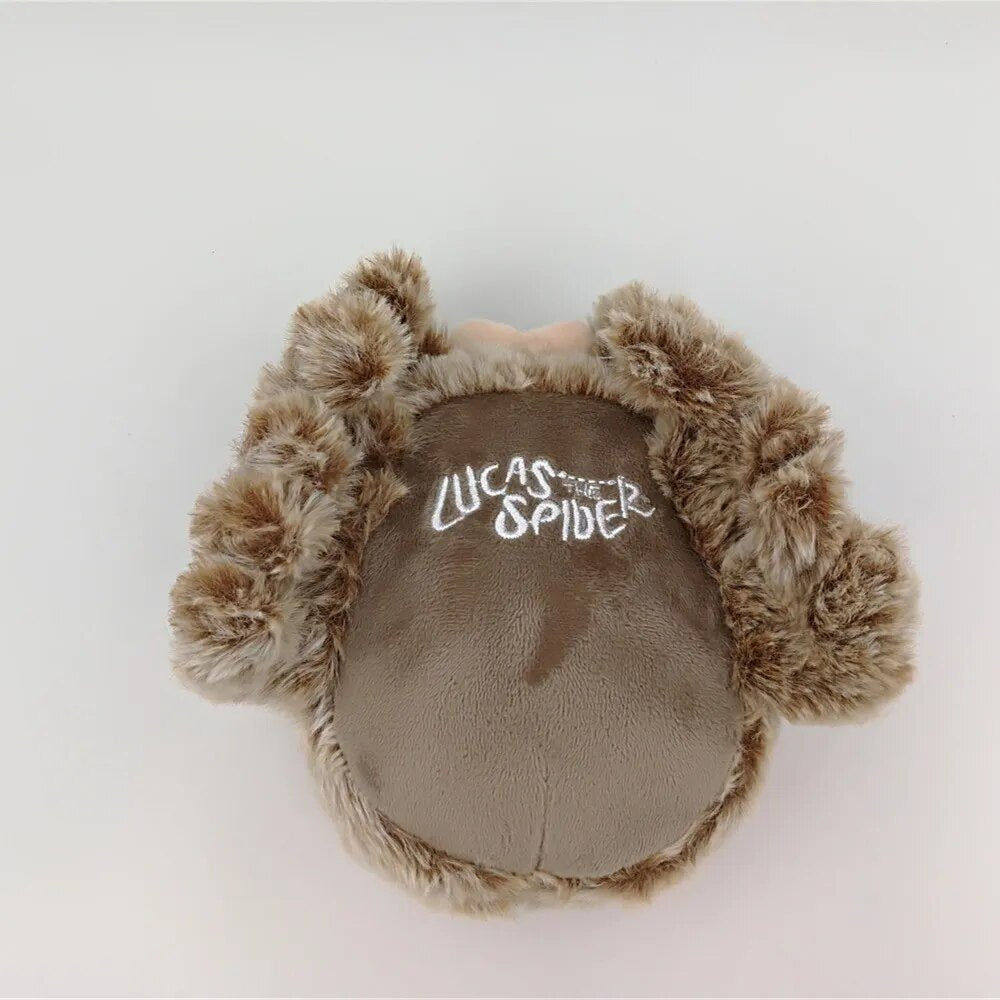 Brown faux fur headband with 'Lucas Spider' logo