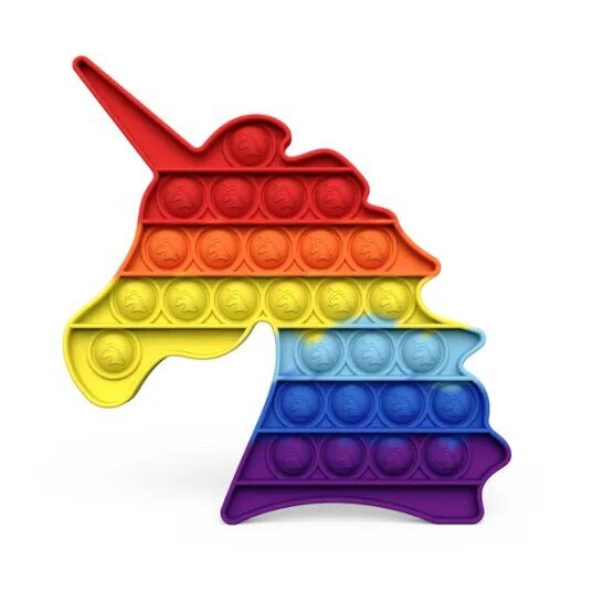 Colorful pop-it toy shaped like a unicorn