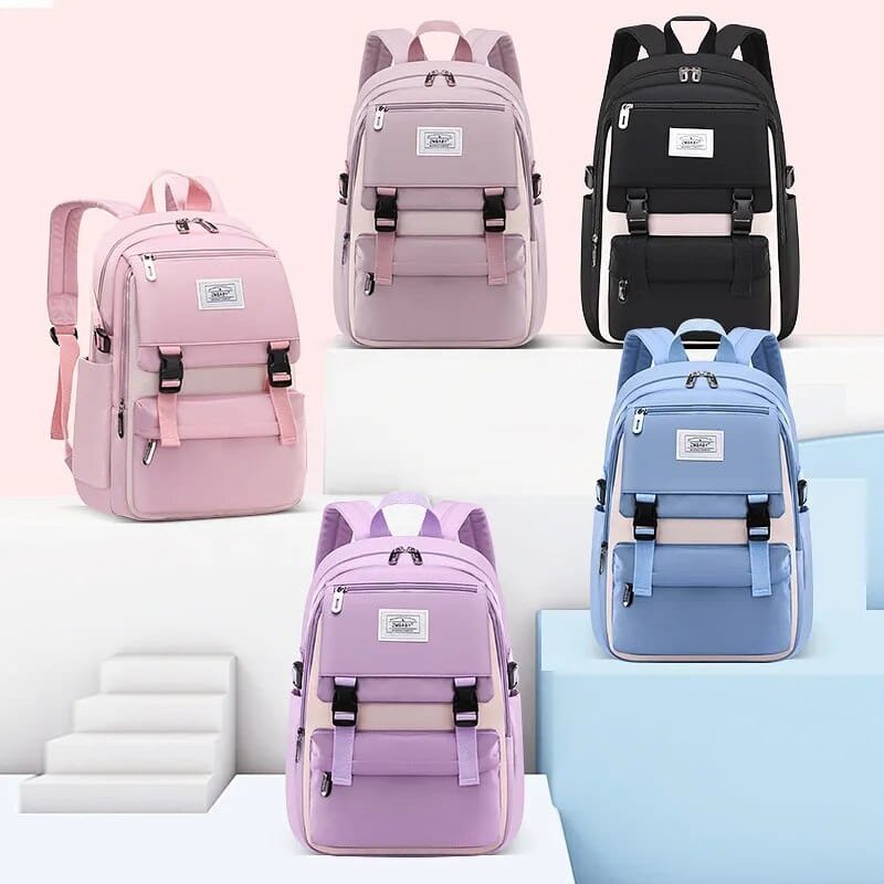 Collection of colorful backpacks.