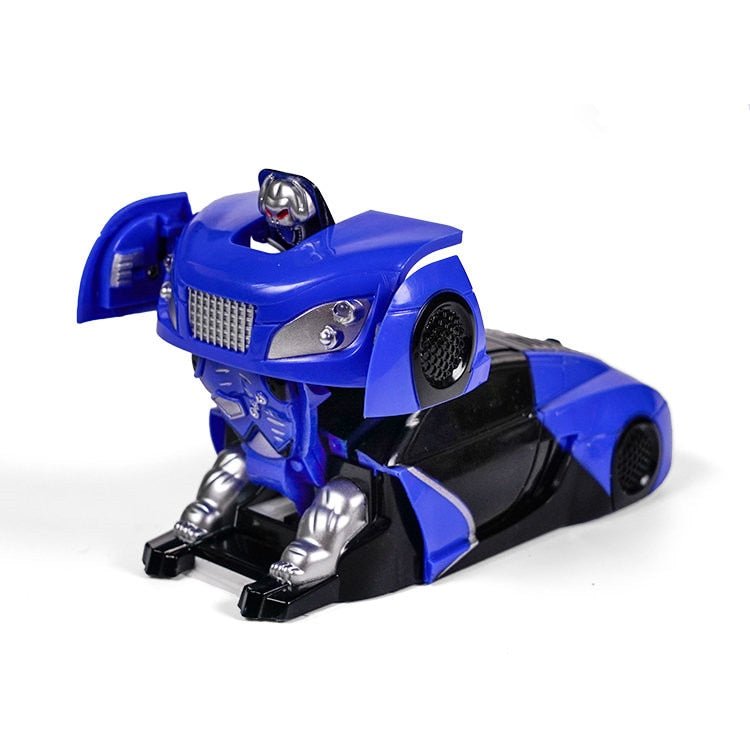 Blue and black robot toy.