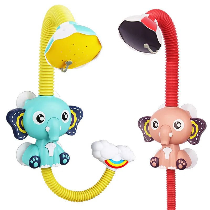 Two colorful elephant toys with flexible arms