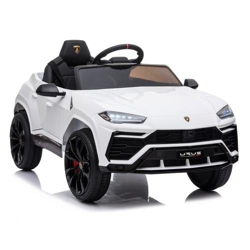 White toy car with black wheels.