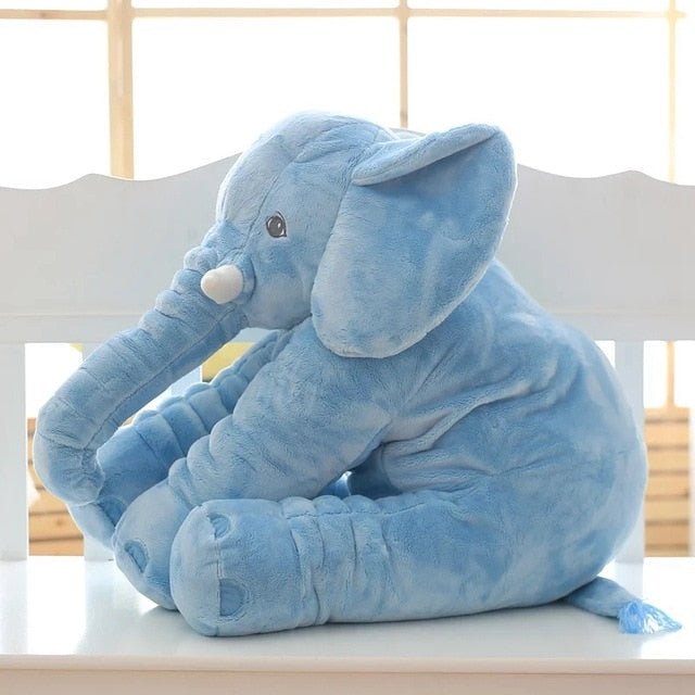 Blue elephant plush toy.