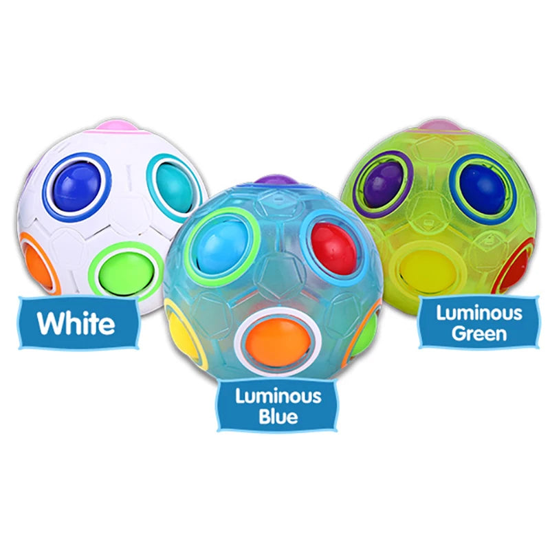 Three colorful balls labeled 'White', 'Luminous Blue', and 'Luminous Green' on a white background.