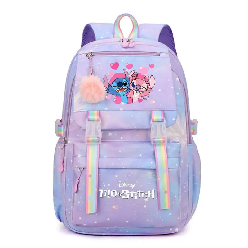 Backpack with cartoon characters and colorful design