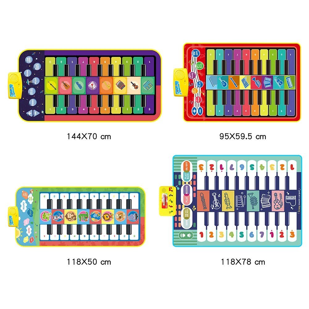 Colorful toy keyboards with different sizes.