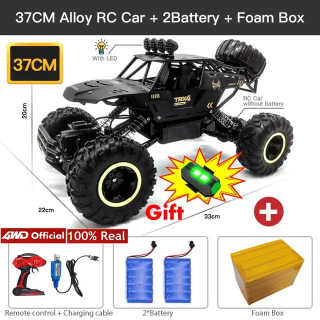 37CM Alloy RC Car with 2 Batteries and Foam Box.
