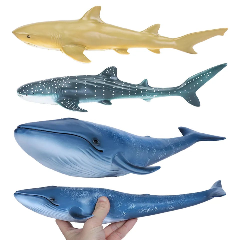 Collection of shark and whale models