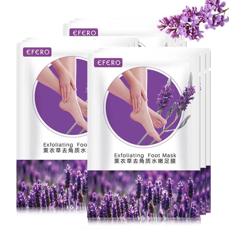 EFERO Exfoliating Foot Mask packaging with lavender design.