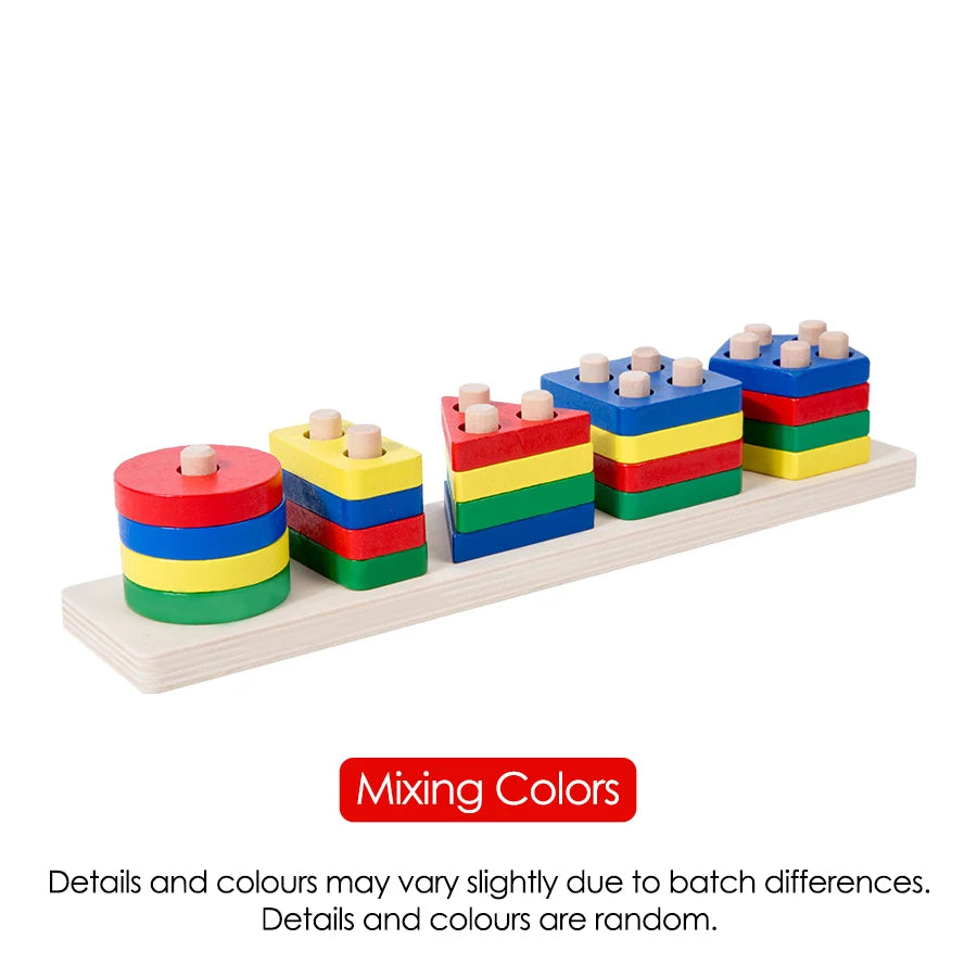Colorful wooden block sorting toy