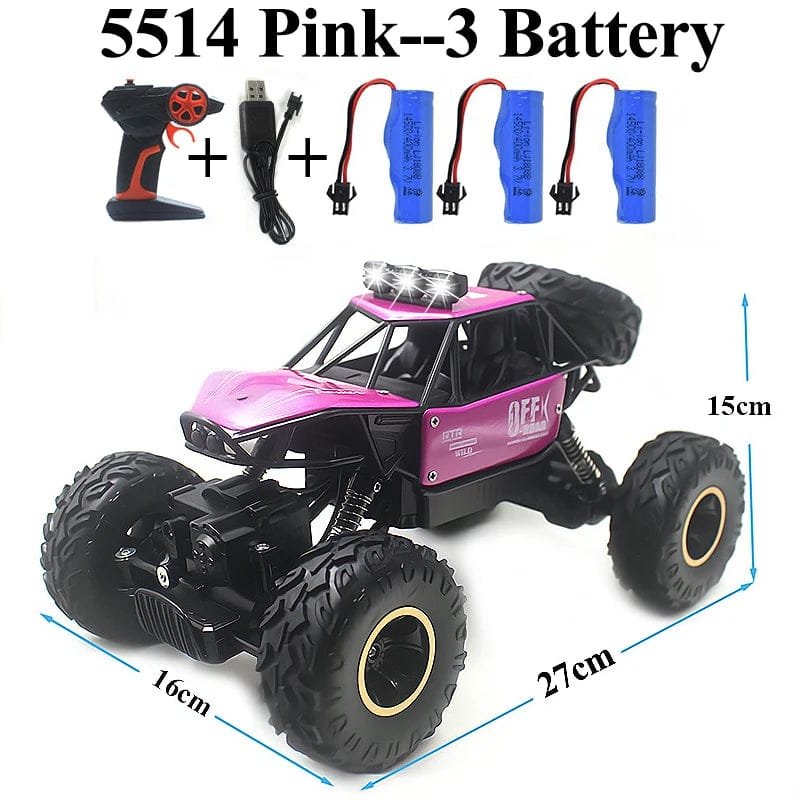 Pink remote control monster truck with accessories
