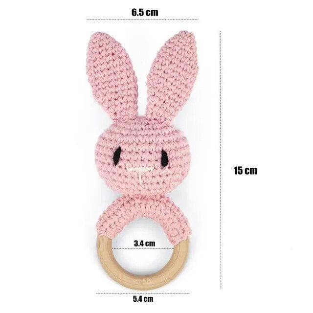1PC Crochet Bear Rattle & Teether Bracelet for Babies - Pink image