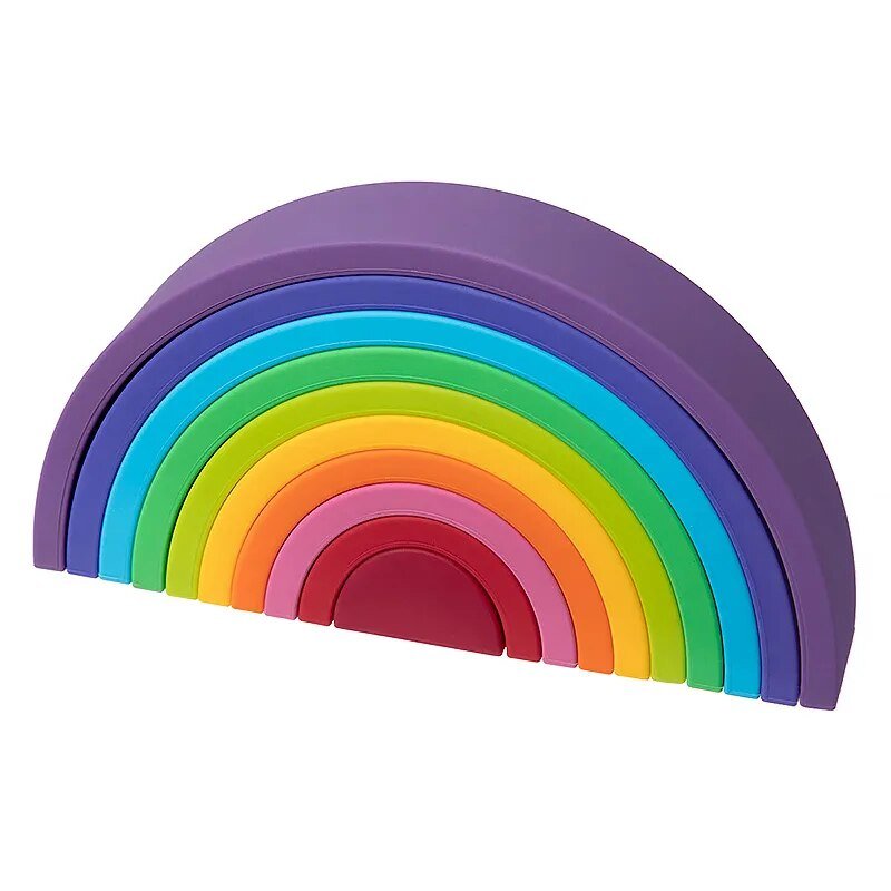 Colorful rainbow-shaped wooden toy