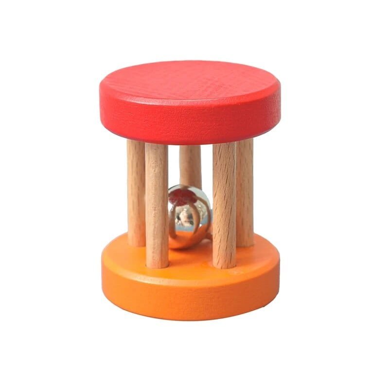 Wooden Baby Rattle & Teether - Crochet Animal Designs - Red image