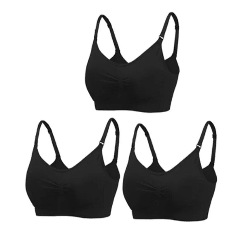 3pc Maternity Nursing Bra Set - Seamless, Breathable Cotton image