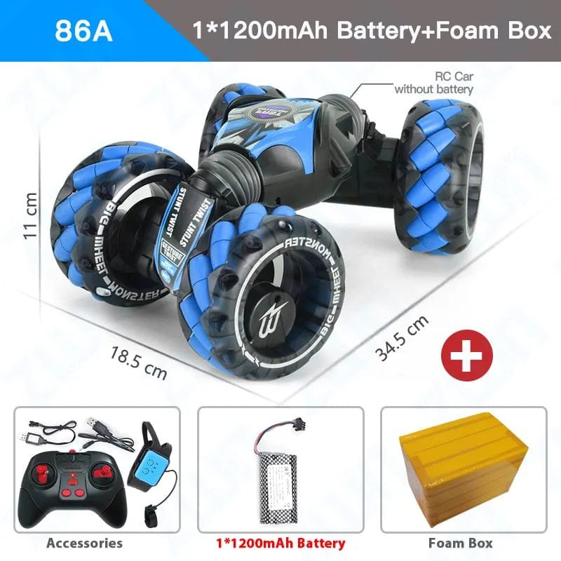 RC car with battery and foam box.