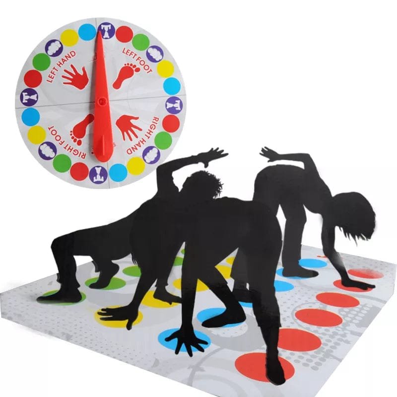 Twister game with silhouettes of people.