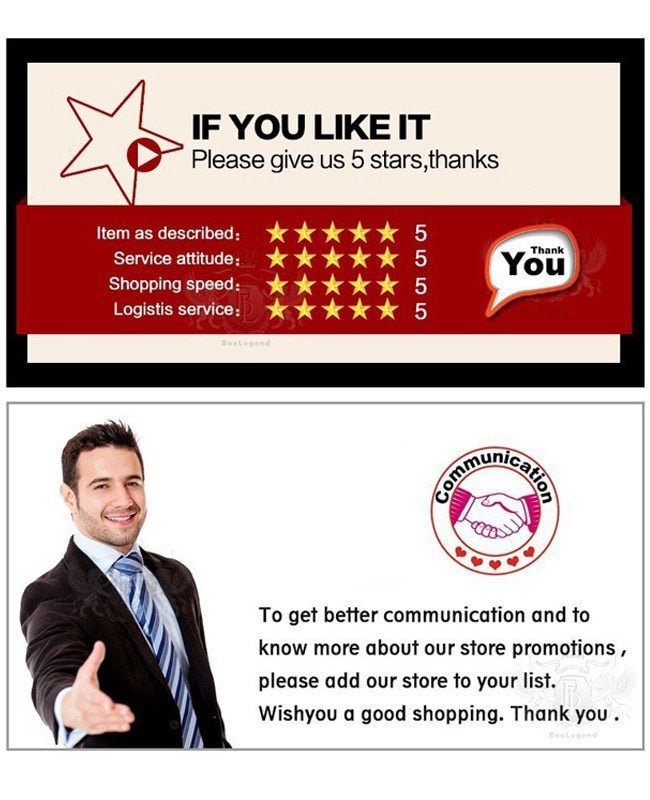 Five-star rating feedback form with a businessman and promotional text.