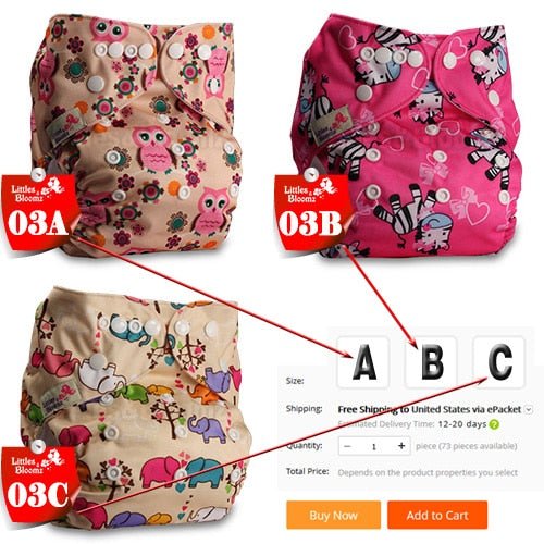 Baby Washable Reusable Cloth Pocket Nappy Diaper - 03, A image