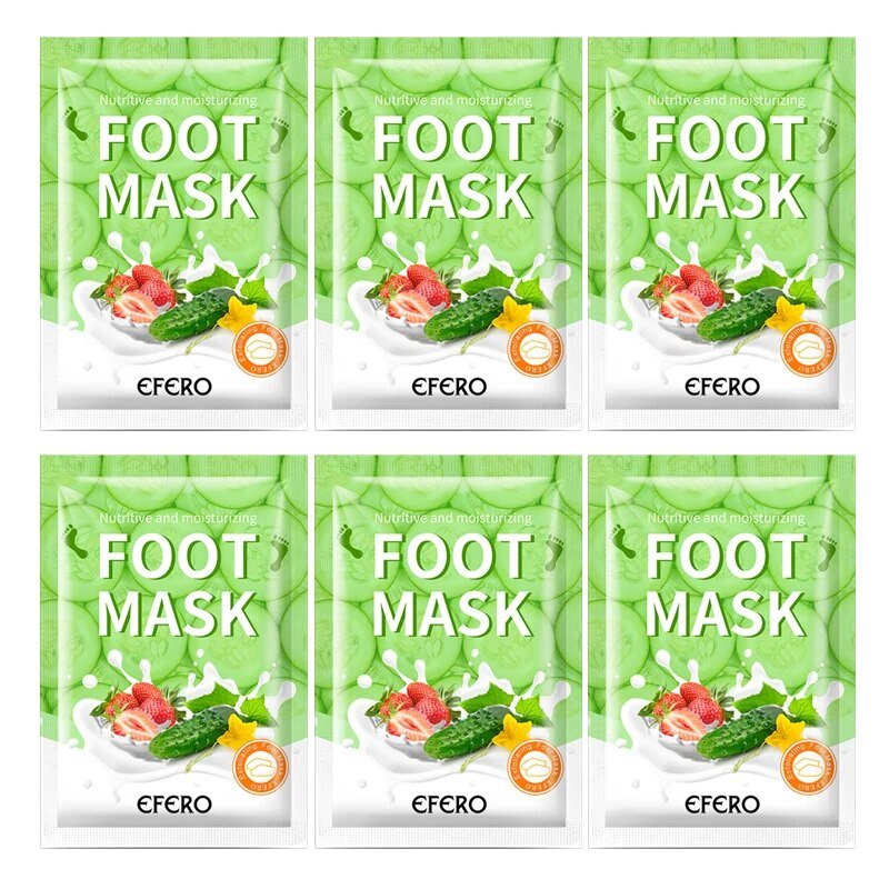 Six packages of EFERO foot mask with green and white design.