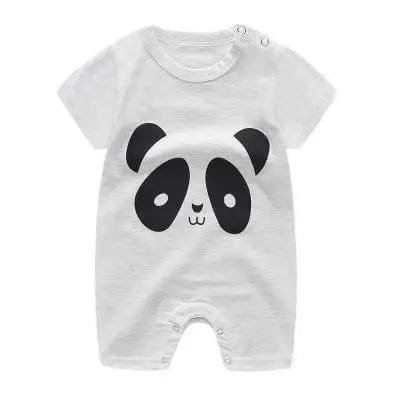 White baby romper with panda design