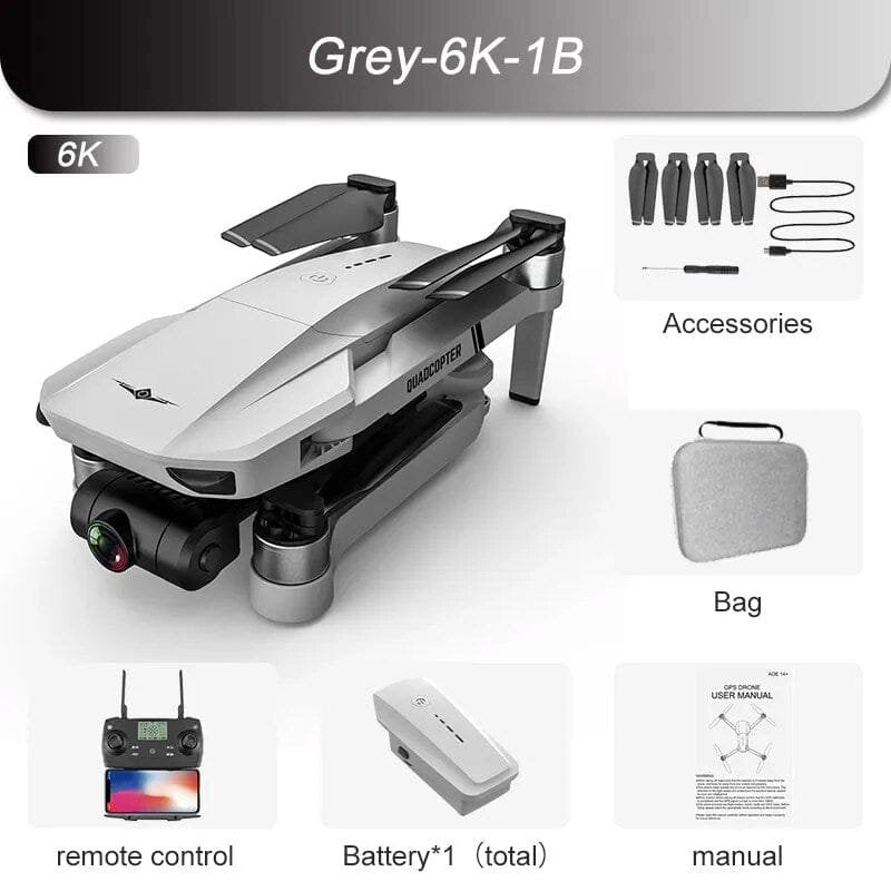 New KF102 GPS Drone - 8K Camera, Anti-Shake, Foldable Quadcopter, 1.2km Range - Grey-6K-Bag image